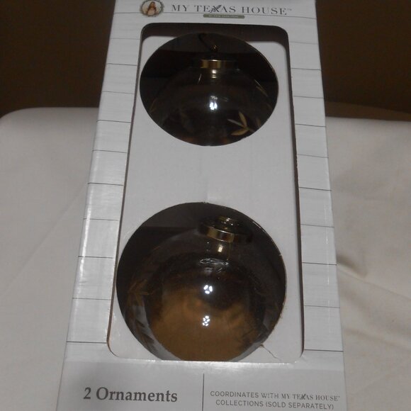 2 NEW MY TEXAS HOUSE BY ERIN VOGELPOHL JUMBO GLASS BULBS ORNAMENTS GOLD TRIM 🎄 - Picture 7 of 9